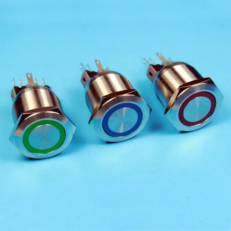 

25mm Anti Vandal Ring led illuminated push button momentary switch