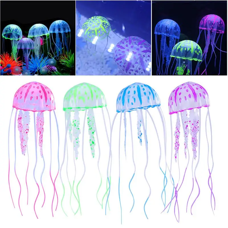 

Artificial Vivid Jellyfish Silicone Fish Tank Landscape Glowing Effect Jellyfish Ornament Water Tank Aquarium Decoration