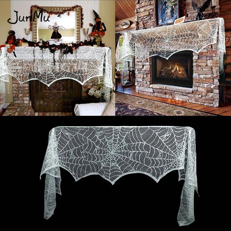 Кружевная занавеска на дверь для Хэллоуина шарф паук полку украшение дом с