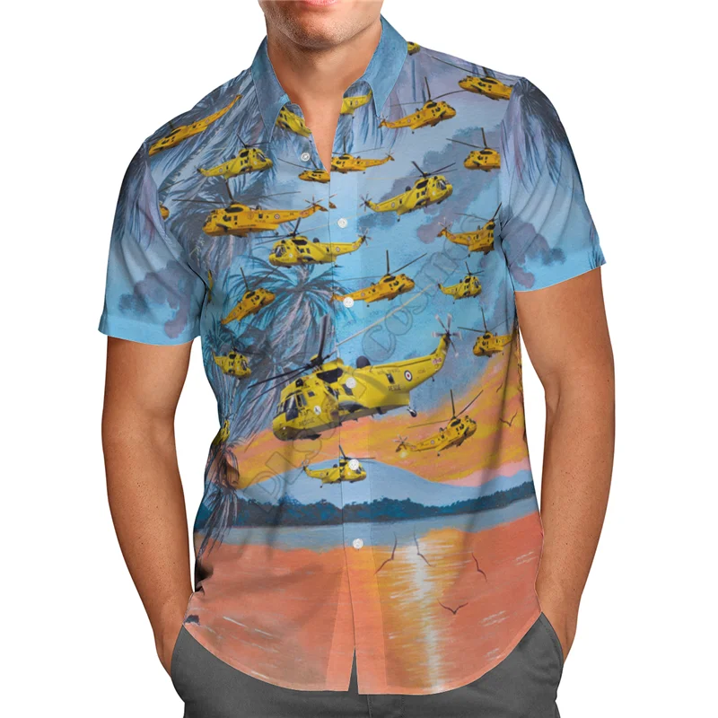 Hawaii Shirt Beach Summer Fghter Pattern 3D All Over Printed Men's Shirt Tee hip hop shirts
