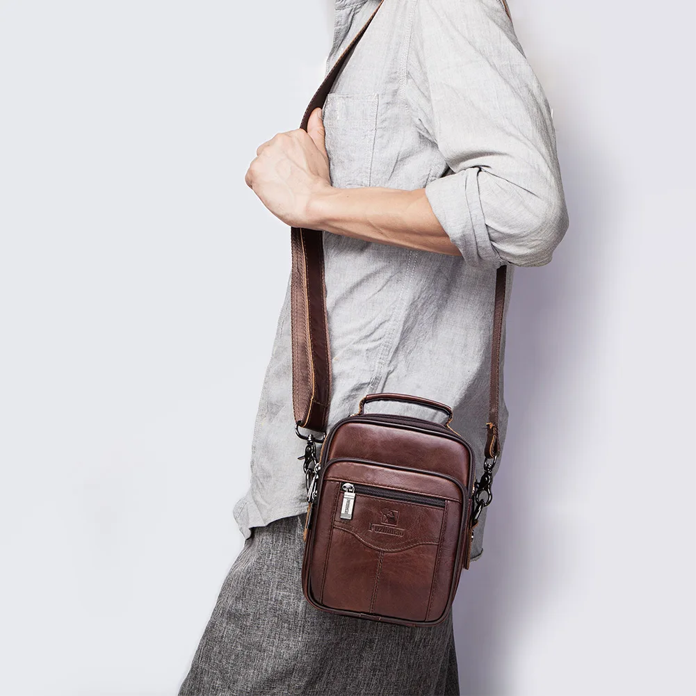 

2021 Casual Men Shoulder Bag Vintage Crossbody Bags Quality Male Bag Leather Handbag Capacity Men Messenger Tote Bags Cheap