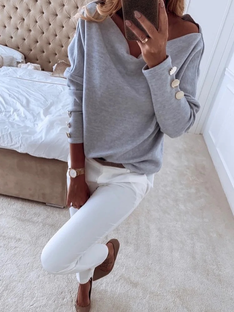 Женский однотонный топ с длинным рукавом летучая мышь|Блузки| |