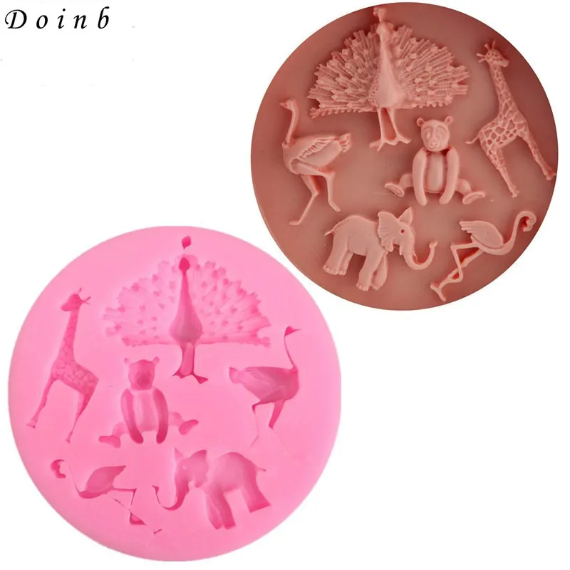 Силиконовая форма сделай сам в форме жирафа/павлина/медведя/слона мягкая для