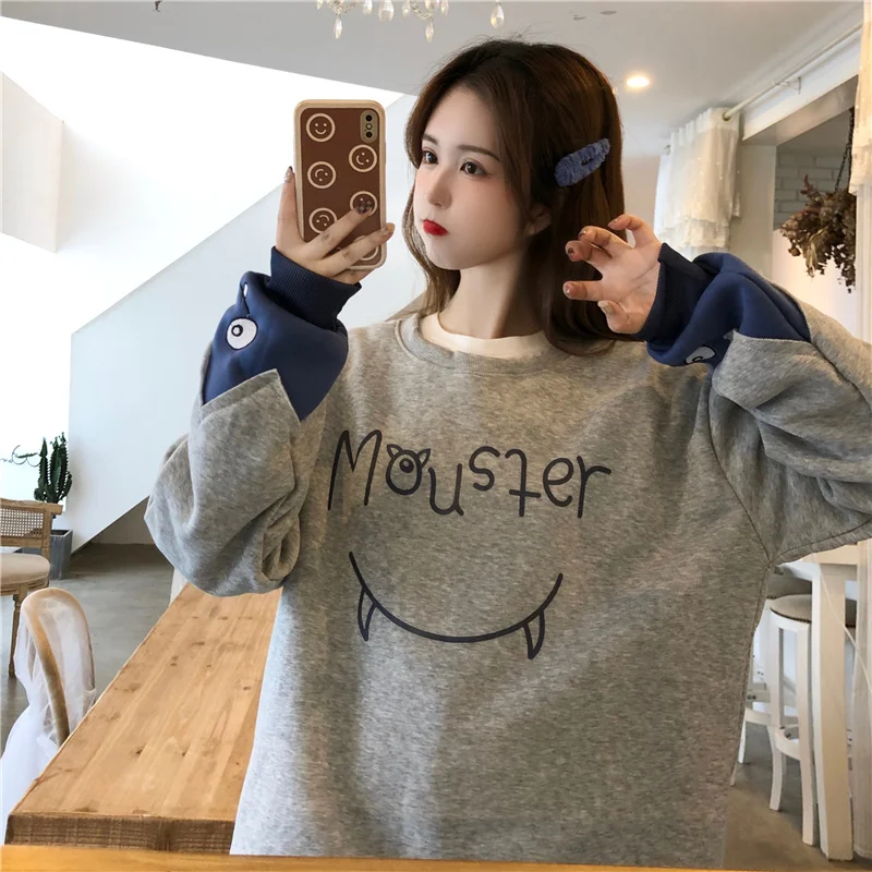 Женская толстовка с капюшоном свитер на осень новинка 2021 топ свободного покроя