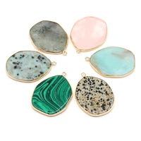 natural stone pendants irregular water drop malachite amazonite for trendy jewelry making diy necklace earrings women gifts