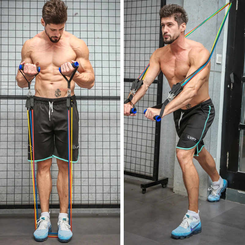 11pcs/set Pull Rope Fitness Exercises Resistance Bands Latex Tubes Body Training Workout band for home gym fitness equipment - купить по