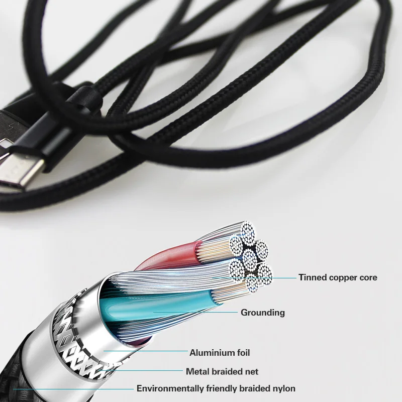 TYPE C к micro USB 1 метр алюминиевый корпус линия передачи данных для сотового телефона