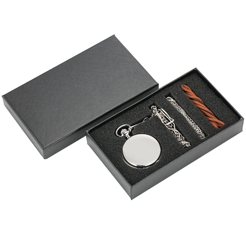 5 шт./компл. серебряные гладкие кварцевые карманные часы серебряное ожерелье