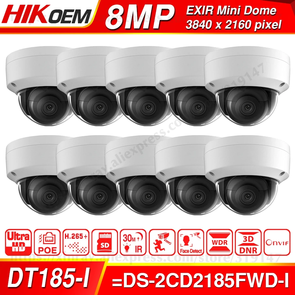 Hikvision 8MP IP Камера DS-2CD2185FWD-I купола Камера H.265 высокое Разрешение CCTV Камера с слот для карты SD IP67