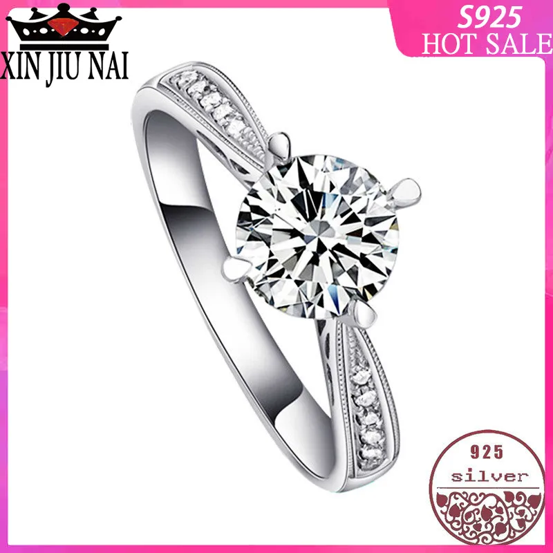 

100% 925 sterling silver one carat 90 platinum ring Crown wedding ladies diamond rings for women gemstone ring 14k gold jewelry