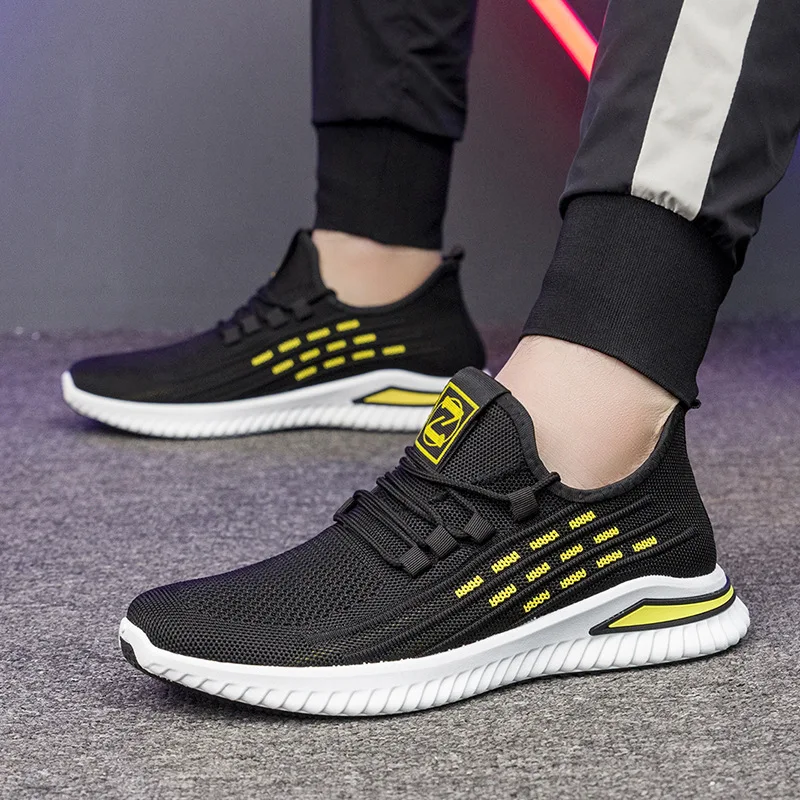 2022 Men's Shoes Autumn New Men's Sports Shoes Trendy Shoes Men's Fashion Korean Shoes Flying Woven Breathable Casual Shoes Men