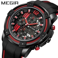megir sport chronograph mens watches top brand casual silicone strap waterproof quartz watch man clock relogio masculino 2097g