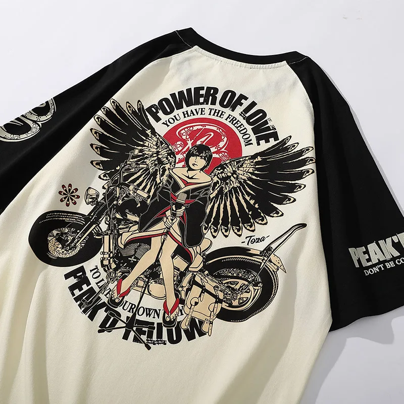 

Aolamegs Japanese Geisha T-shirt Men Motorcycle Printed Casual Tshirts Fashion Short Sleeve Tops Tees Shirts Hip Hop Streetwear