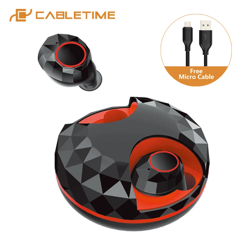 CABLETIME наушники вкладыши TWS с беспроводной Bluetooth5.0 Беспроводные микрофоном