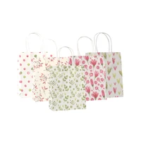 50 pcslot cute flower printed kraft paper bag festival gift bags paper bags with handles children gift bags 18x15x8cm