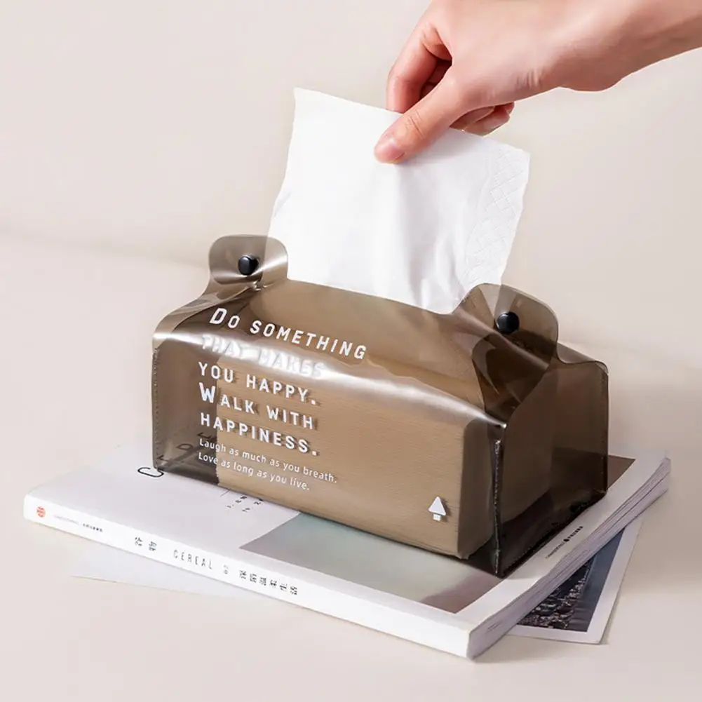 

60%HOTTissue Box Foldable Multi-use PVC Notch Design Waterproof Tissue Case for Living Room