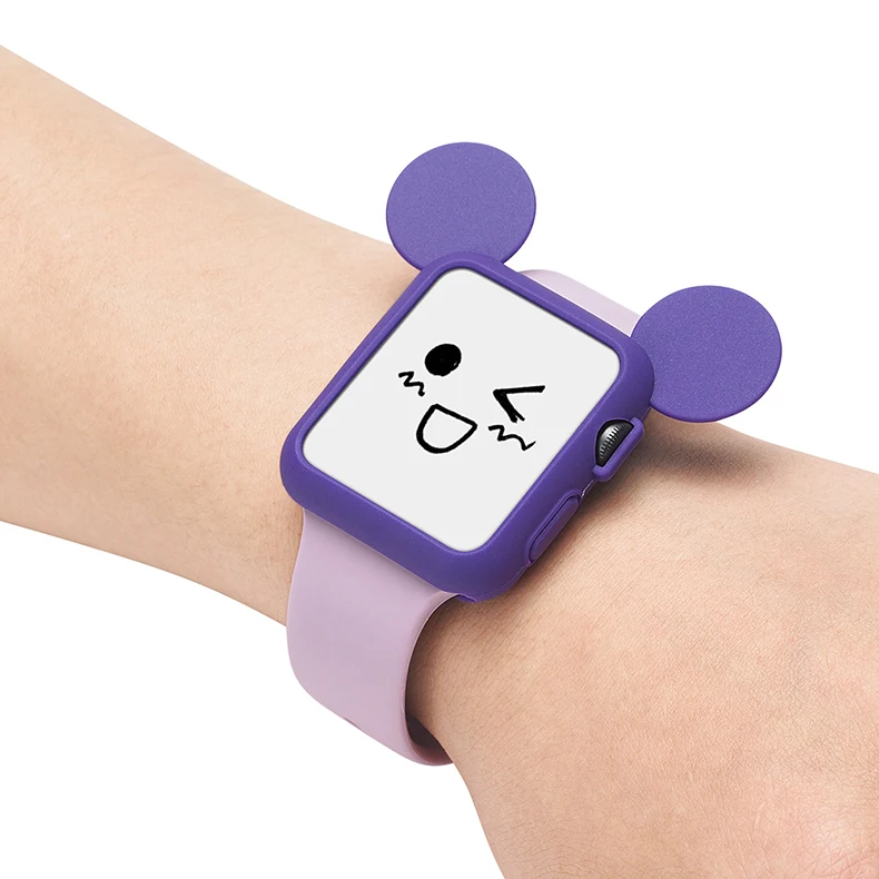 Прекрасный силиконовый чехол с Микки для Apple Watch, чехол серии 4 44/40 мм, Мягкий защитный чехол с рисунком для iWatch 3 2 1 38 мм 42 мм