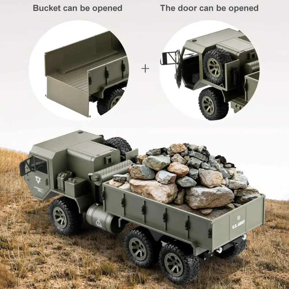 1:16 Scale 6WD Off-Road RC Military Truck for Adults and Kids 2.4Ghz High Speed Climbing Vehicle with LED Light Army Toys | Игрушки и
