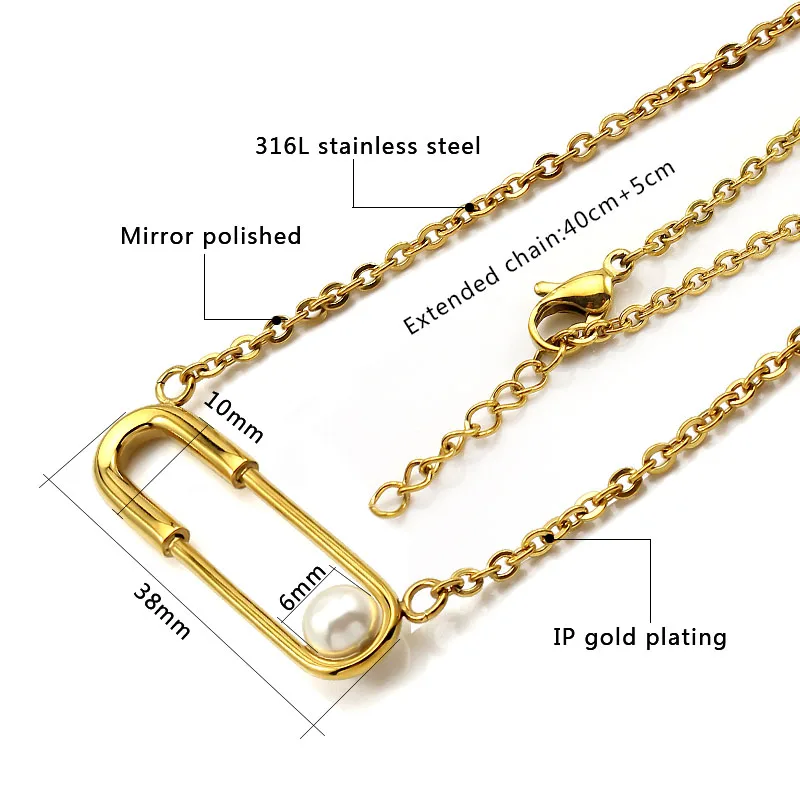 Femme CollierGold/серебряного цвета ожерелья с бумажным зажимом и жемчугом эффектные