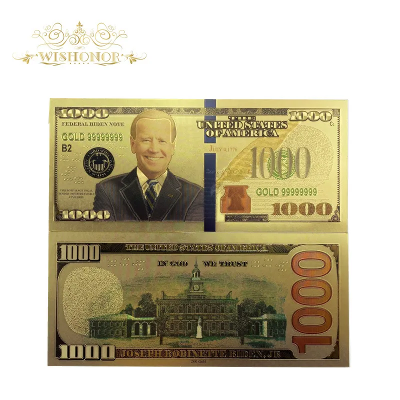 

1pcs New America President Biden Banknote in 24k Gold Plated For Drop Ship