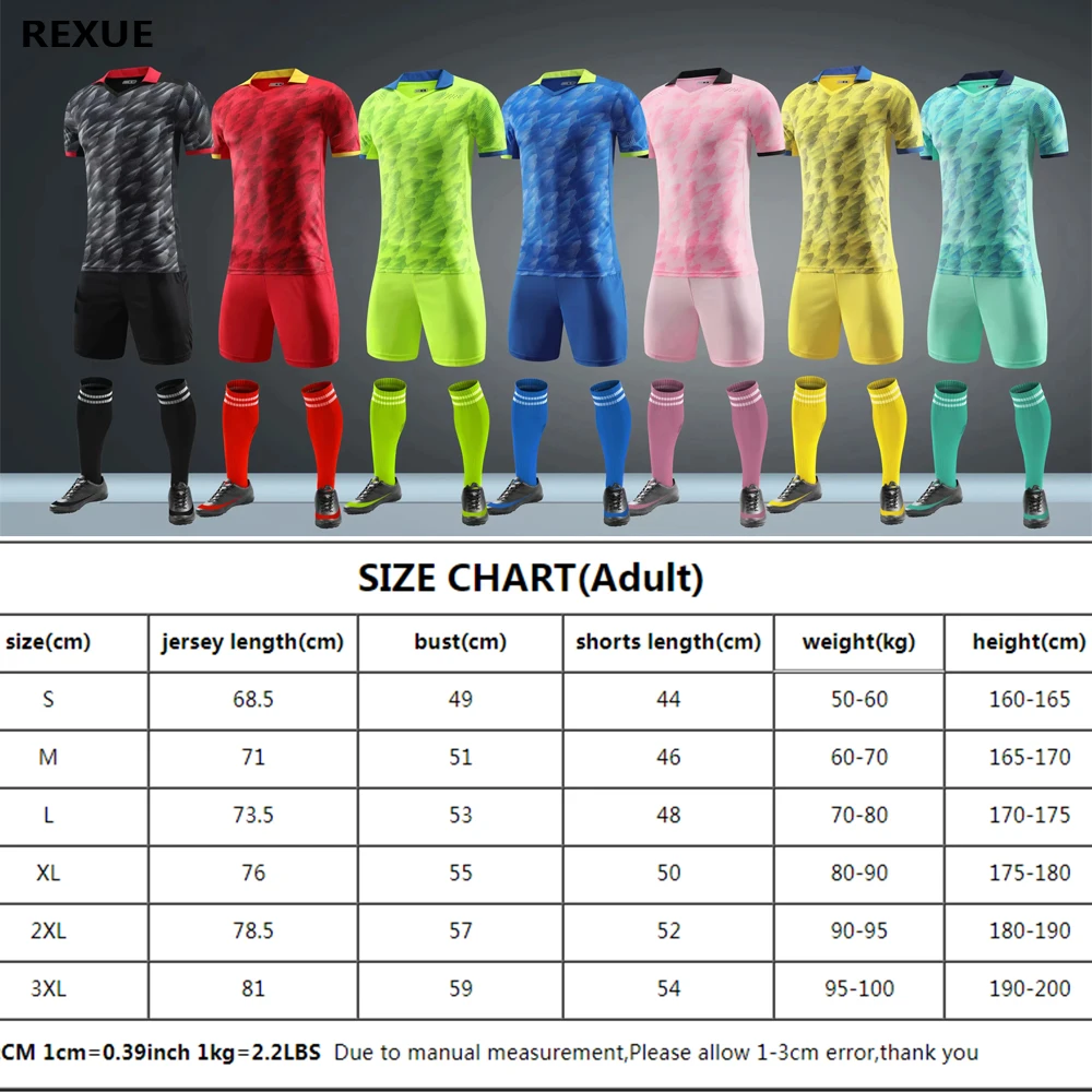 

NEW Soccer football jerseys set men's soccer uniforms set DIY football shirt and shorts adult sports sets suit 2019 2020 top