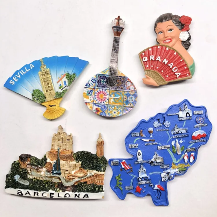 Смола 3D магнит на холодильник Испания Барселона Мадрид сувенир пейзаж Imanes Para