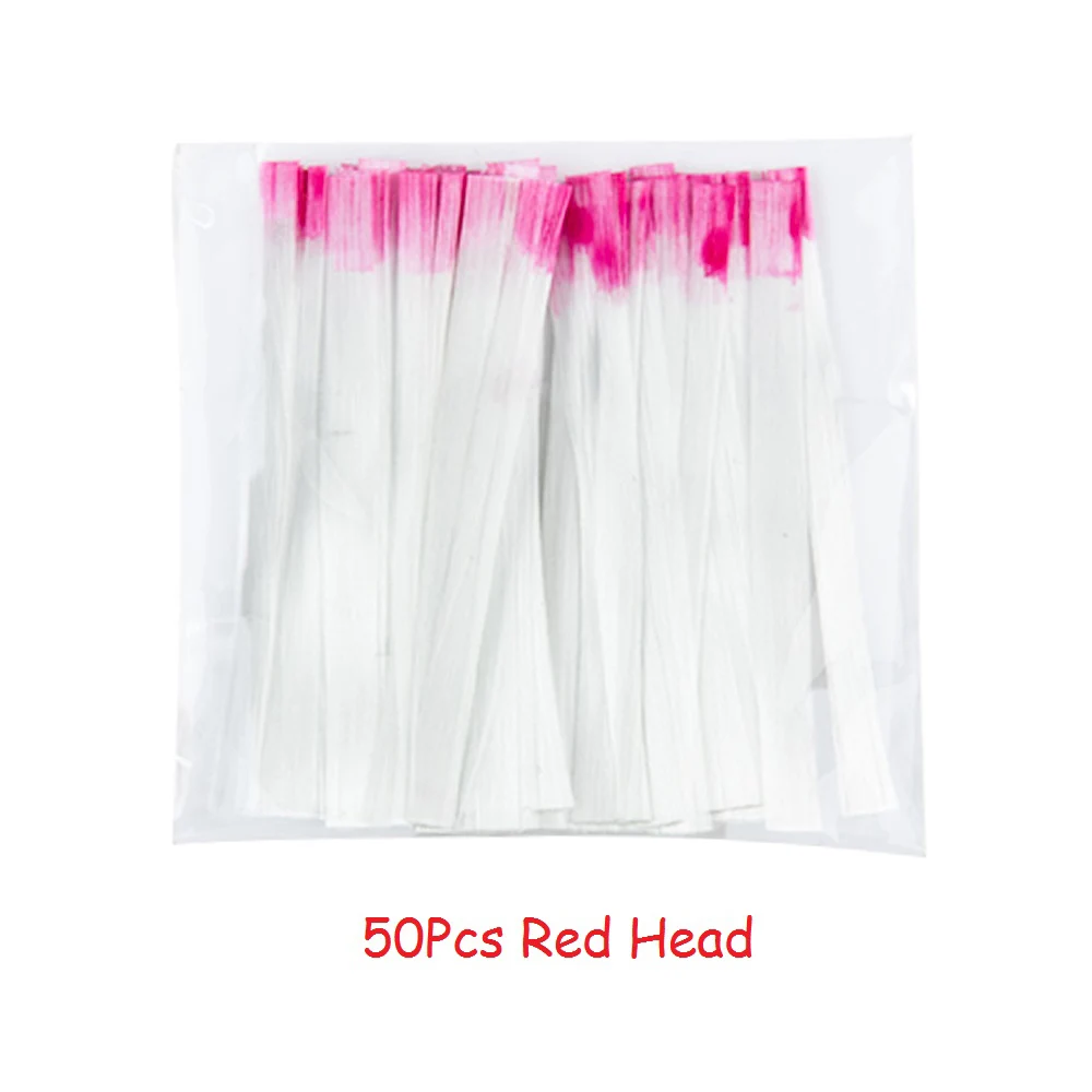 50Pcs Red Head Профессиональный 50/100 шт/пакет стекловолокно для наращивания ногтей, для Шелкового наращивания ногтей, волокнистые ногти, акриловые наконечники, маникюрный салонный инструмент наклодные ногти типсы для ногтей - Цвет: 50Pcs Red Head