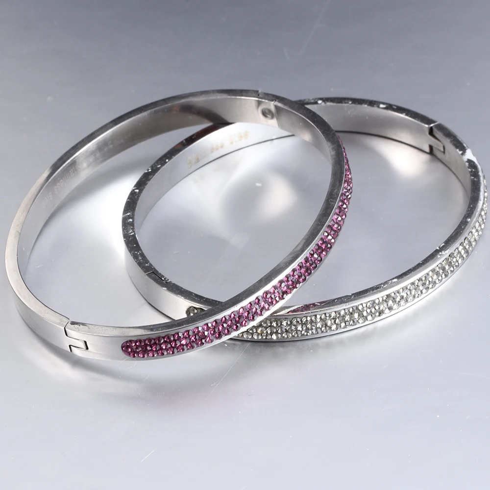 Оптовые браслеты из нержавеющей стали ювелирные изделия с фианитами хрустальные