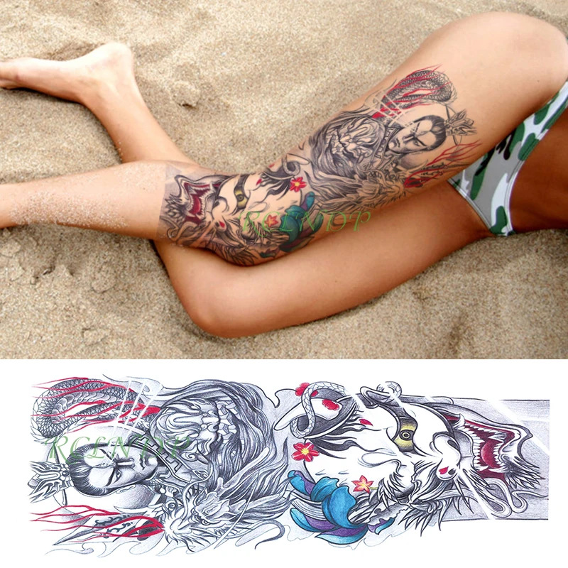 

Waterproof Temporary Tattoo Sticker Gypsy man Leisure vacation clock Black Full Arm Fake Tatto Flash Tatoo for Men Women