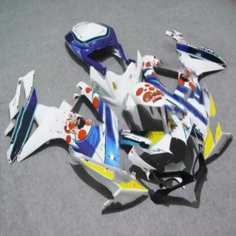 

Инъекции Полный обтекатели для Suzuki GSXR600 GSXR750 K8 2008 2009 2010 GSX-R750 ABS Пластик мотоцикл кузов белого и синего цвета черный