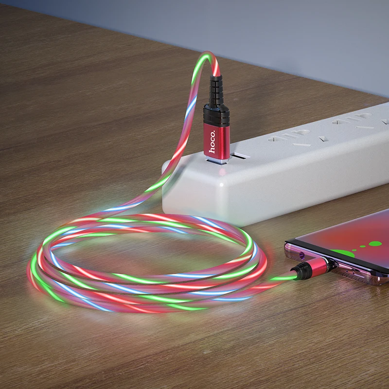Магнитный кабель Micro USB HOCO 2 4 А со светодиодной подсветкой для Samsung Xiaomi Huawei Android