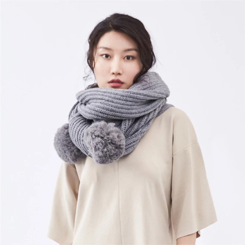 Вязаный шерстяной шарф с круглым вырезом универсальная шаль защитой от холода