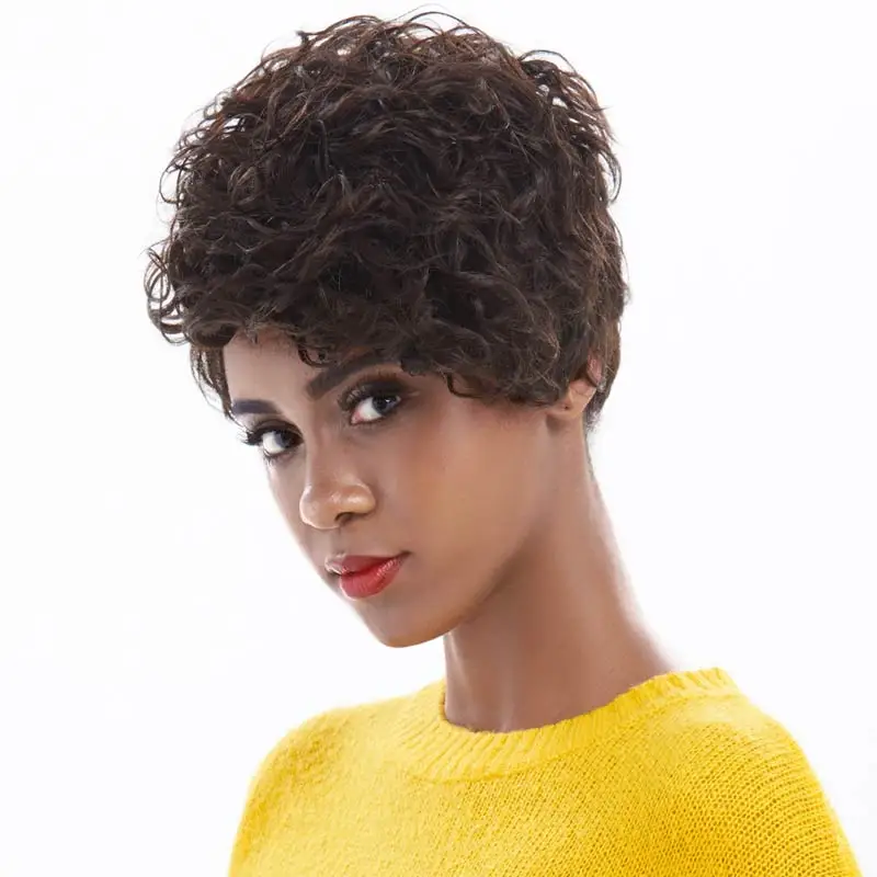 Парик Rebecca pixie cut короткий волнистый парик бразильские человеческие волосы Remy для
