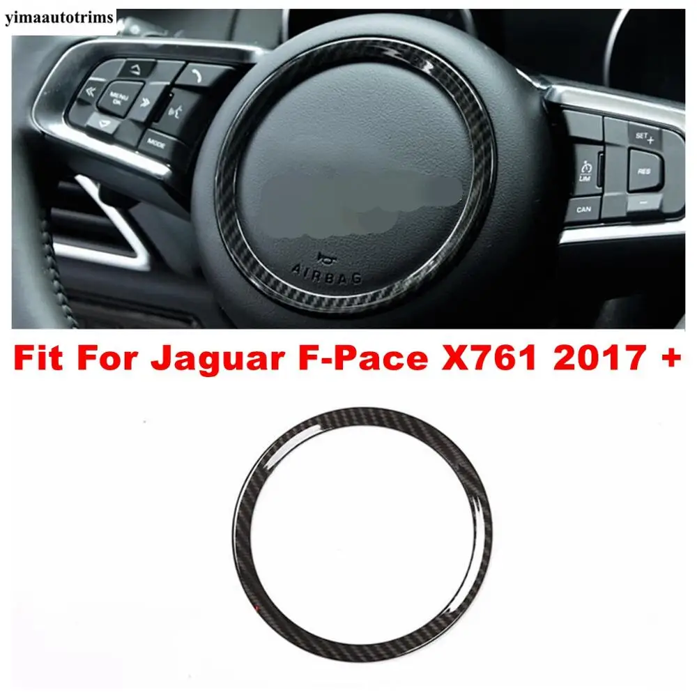 

Auto Center Steering Wheel Circle Decoration Ring Cover Trim Fit For Jaguar F-Pace X761 2017 2018 2019 2020 ABS Carbon Fiber