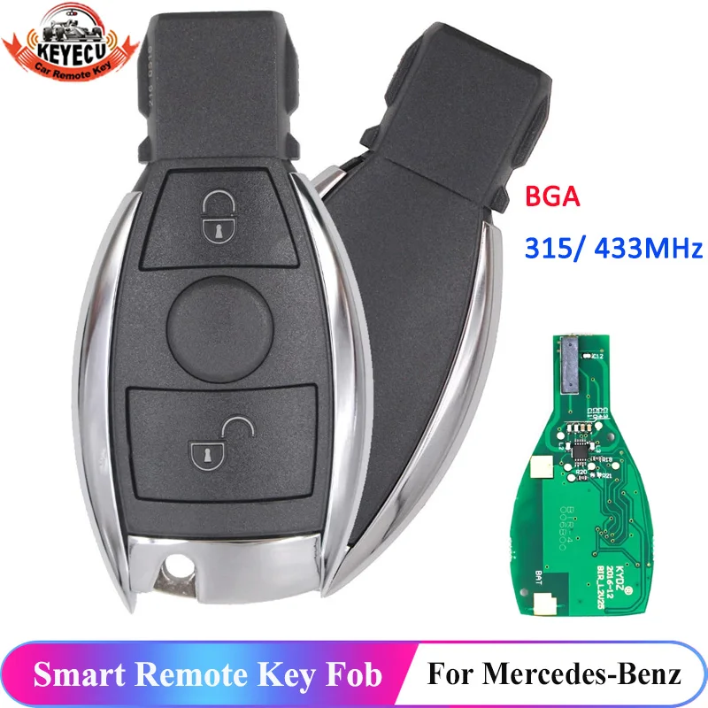 

KEYECU Smart Remote Key Fob for Mercedes Benz Year 2000+ Supports Original NEC and BGA 315MHz 433.92MHz 2 Button