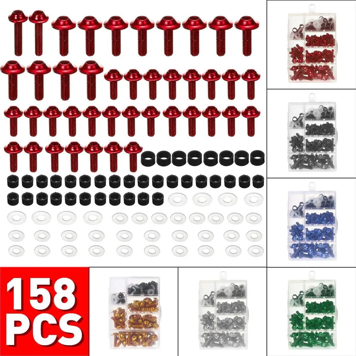 

158pcs Aluminium Universal Motorcycle Windscreen Screws Set M5 M6 Fastener Clip Screws CNC Full Fairing Bolt Kits Bodywork Screw