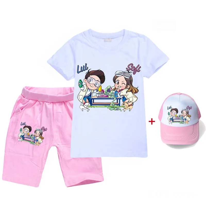 

Baby Toddler Me Contro Te Casual 100% Cotton T shirt Tops Tee Girls Children Short-sleeve+shorts+sun hat Suit For kids Clothing