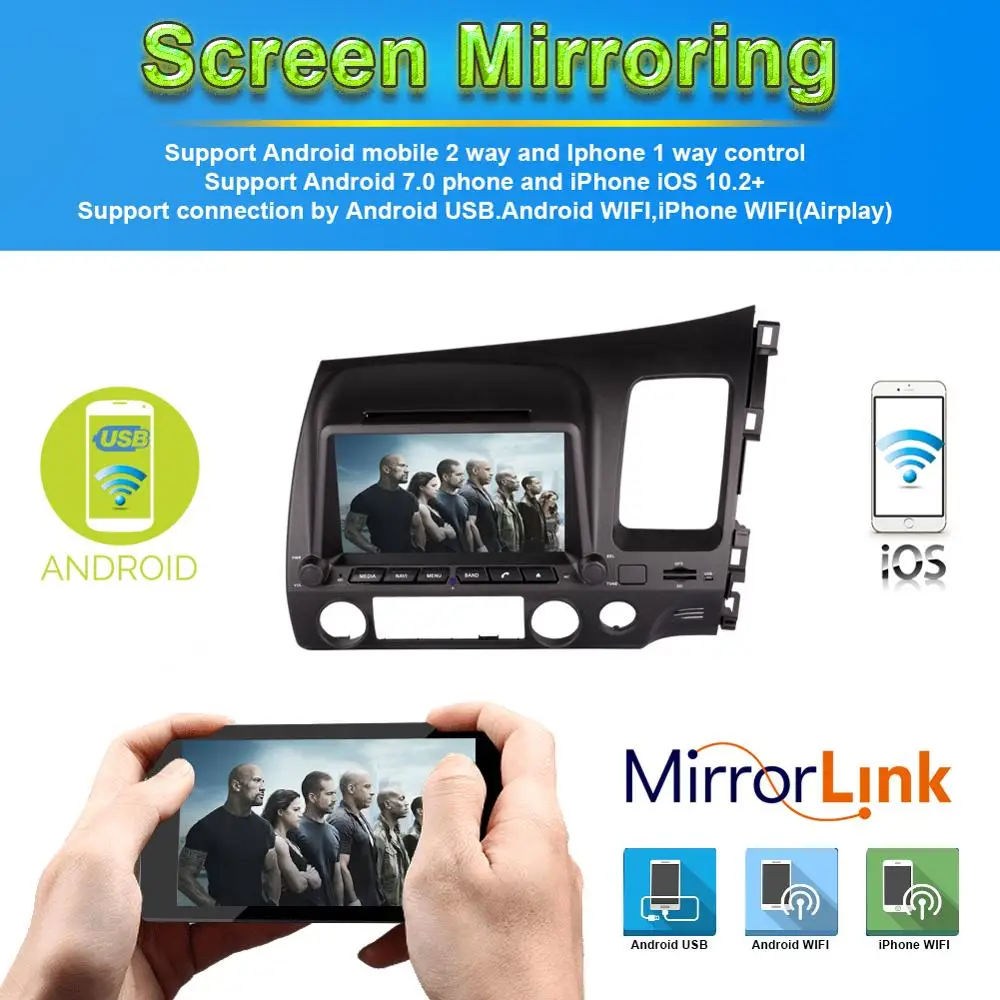 Android 10.0 Car GPS Navigation For Honda Civic 2006-2011 Right Driving WIFI DVD Multimedia Player with Bluetooth WiFi Mirror | Автомобили
