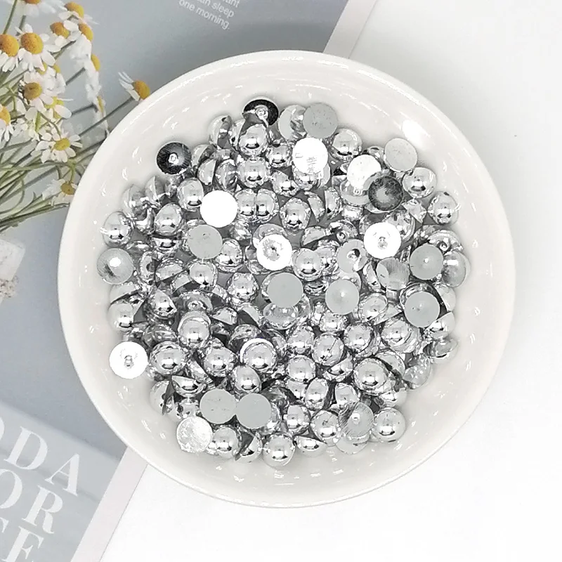 Полукруглые бусины из серебра с металлическим блеском 8 мм|crafts diy|craft makingcraft gems |