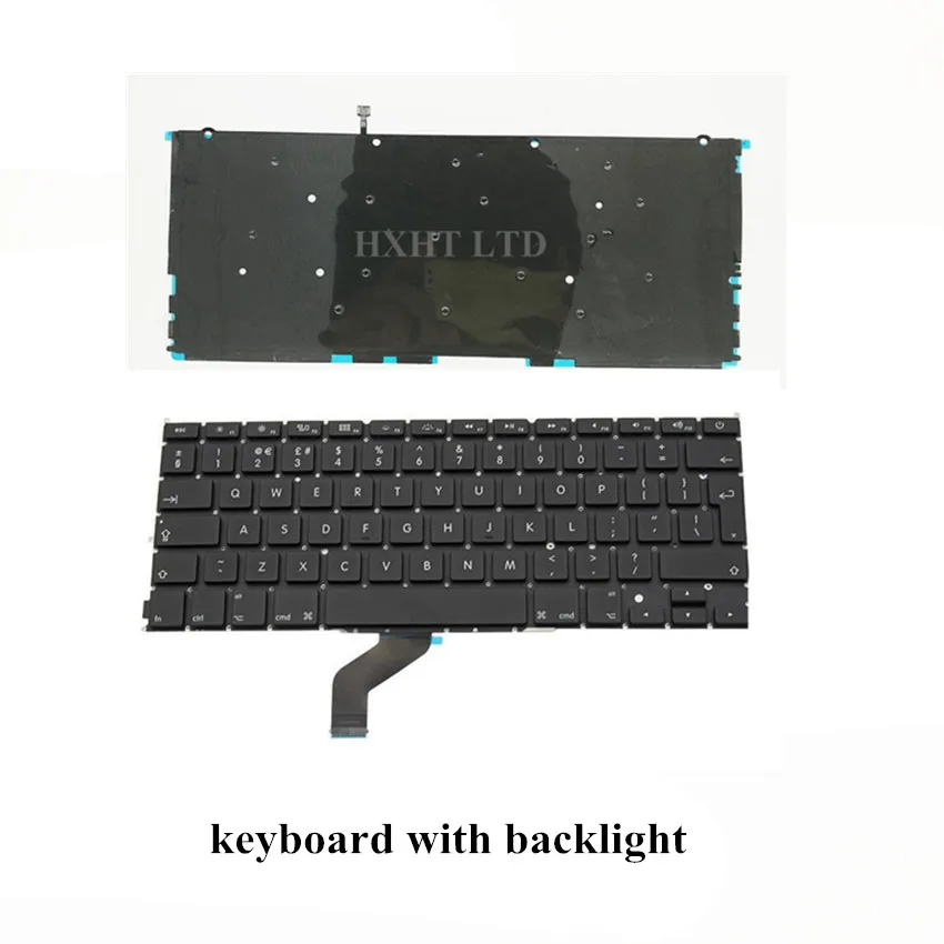 KB with BL Новая клавиатура A1425 UK с подсветкой для Apple Macbook Pro retina 1" A1425 британский английский ноутбук клавиатура 2012 2013 года - Цвет: KB with BL