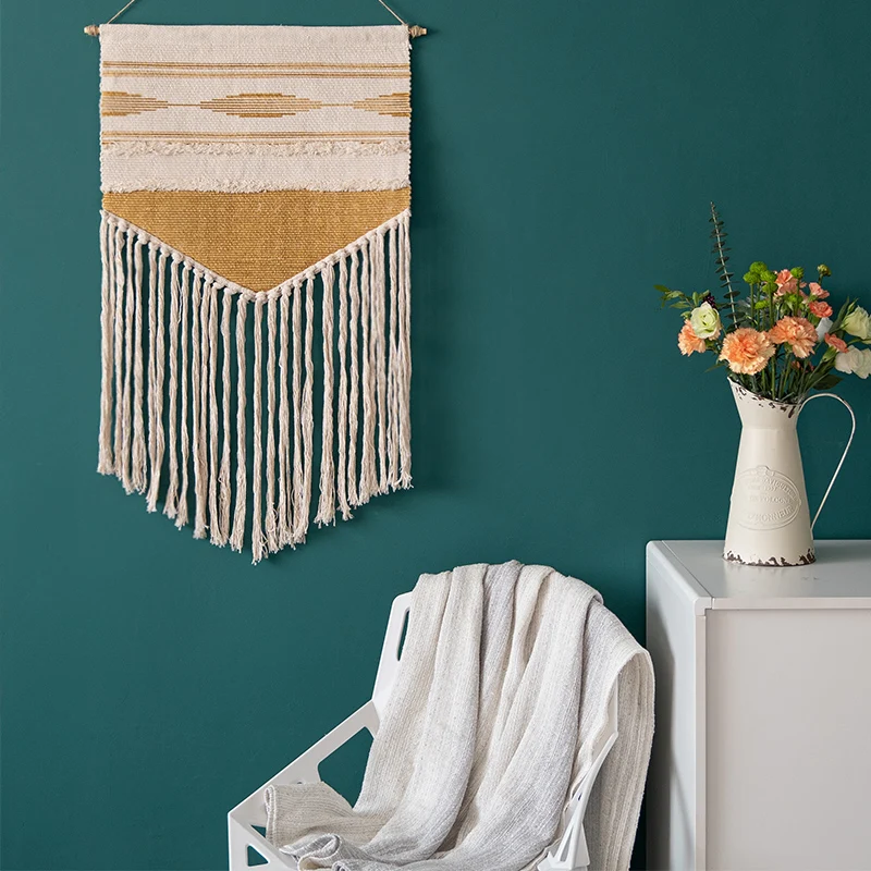 

В стиле ретро; В богемном стиле гобелены кисточкой ручное плетение принт гобелен для спальни Nordic искусство Wohnzimmer Deko Гостиная украшения DI50GT