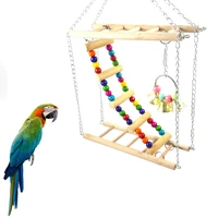 birds pets parrots swing stand ladders climbing swing hanging chewing grinding bite bridge toys hanging drawbridge bell 2021 new