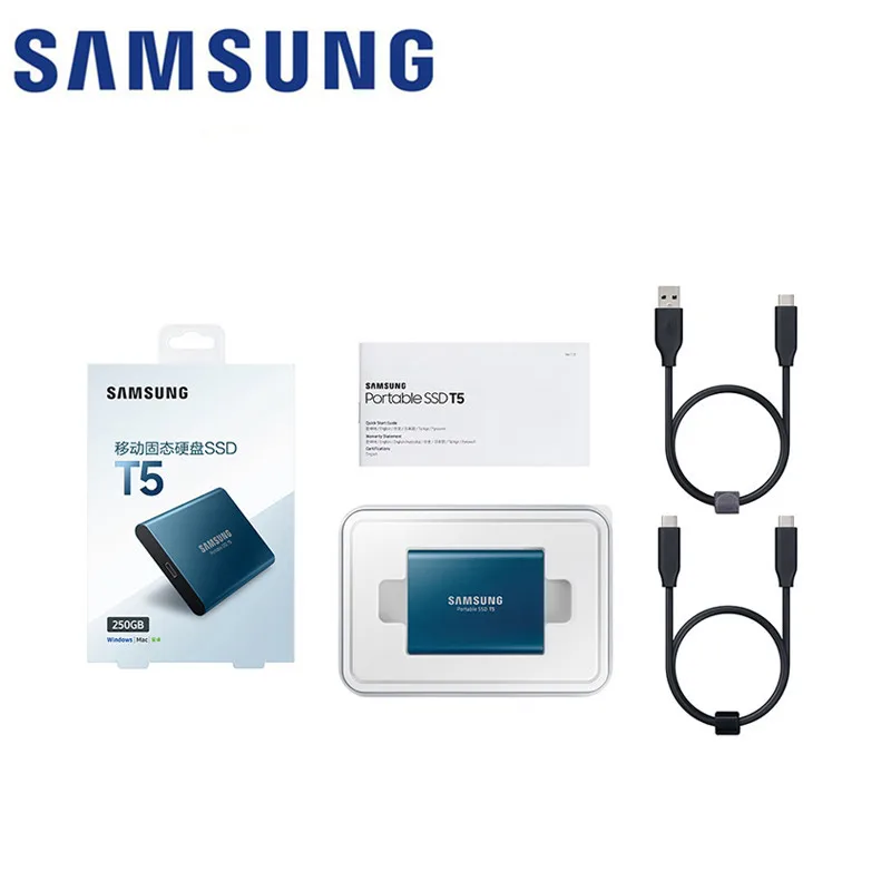 Внешний Ssd накопитель Samsung T5 Usb3.1 Gen2 (10 Гбит/с) 250 ГБ 500 внешний твердотельный жесткий