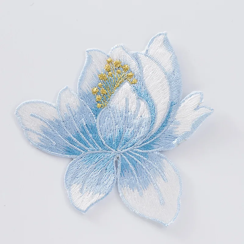 Прямая вышивка лотоса ткань Cheongsam декоративный задний гель гладильная нашивка цветок аксессуары ремонт скидка