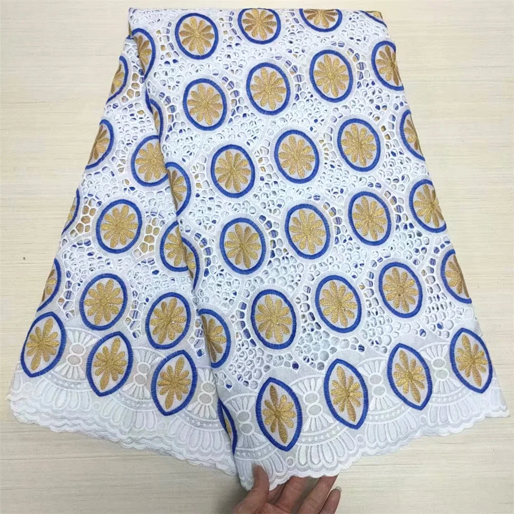 

African Voile Lace Fabric With Stones 2021 Embroidery Swiss Cotton In Switzerland For Nigerian Wedding Festivals dresses V809
