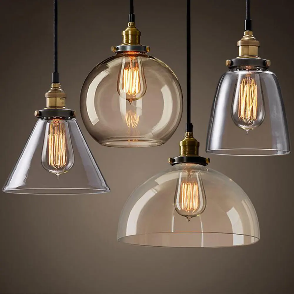 

American Country Creative Glass Pendant Lamp Vintage Pendant Lights E27 Edison Light Bulb Dinning Room Kitchen Home Simple Lamps