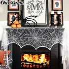 OurWarm черный кружевной каминный шарф Хэллоуин вечерние украшения 18*98 дюймов паутина каминный шарф домашние украшения для Хэллоуина