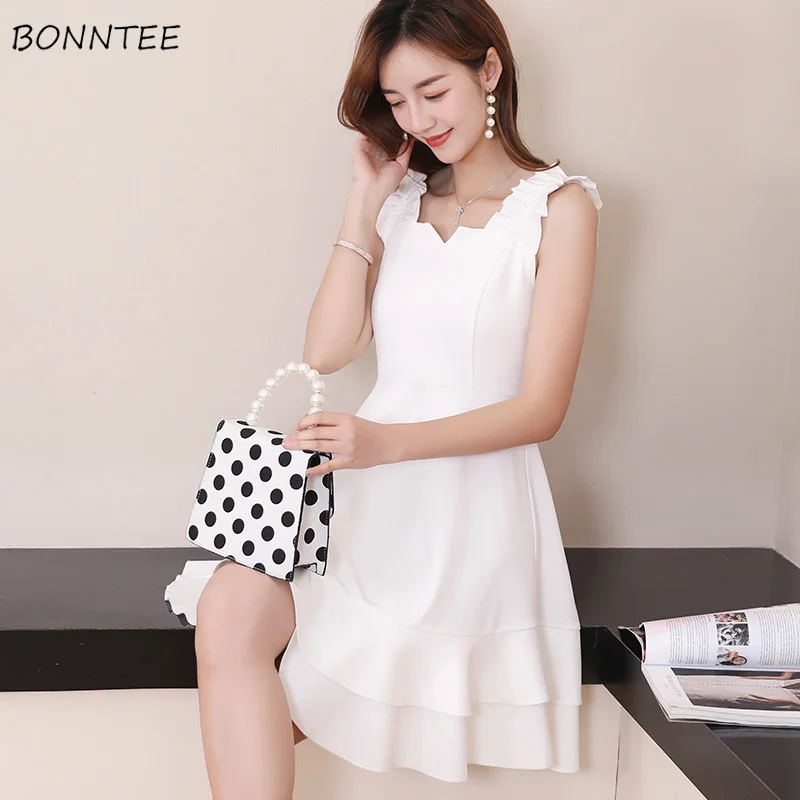 

Dress Women Solid Elegant Simple Slim Temperament High Quality Womens Korean Style All-match Trendy Ladies Dresses 2020 Chic