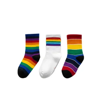 Baby Girl Rainbow Socks Baby Stuff Kids Infant Newborn Toddler Boys Girls Middle Socks Bebes Fashion Print Cotton Socks 1