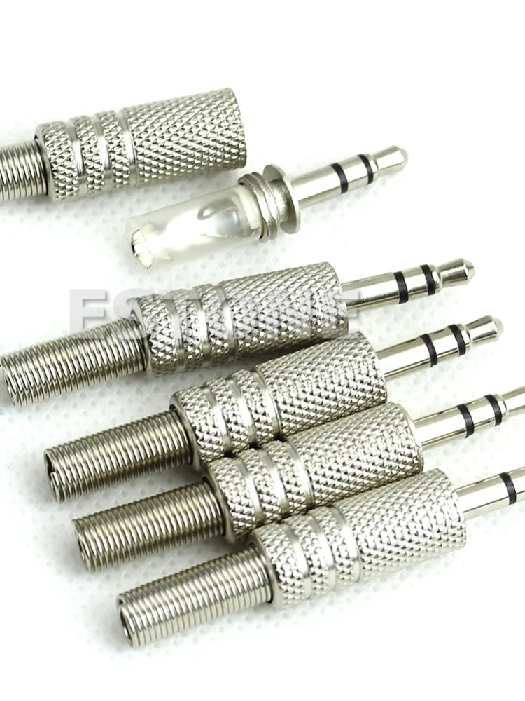 

Hot selling 5 packs of 3.5 mm 1/8 inch stereo TRS male audio jack plug adapter connector silver color, safe and durable